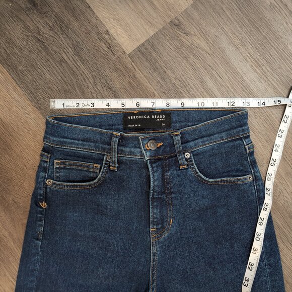 Veronica Beard Ryleigh High Rise Slim Straight Jean Capri 26 Raw Hem Oxford - Picture 7 of 9